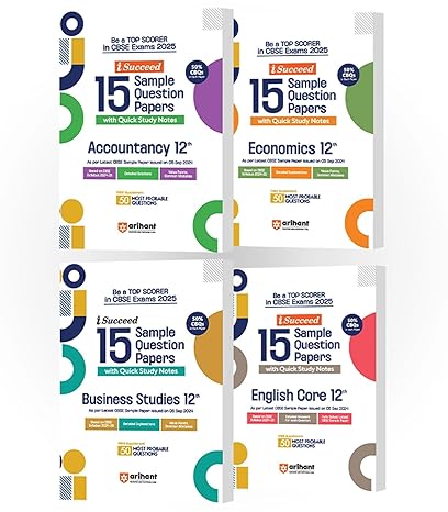 CBSE i-succeed Sample Paper Class 12th | Accountancy, Economics, Business Studies & English Core | Set of 4 books